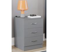 Home Discount Vida Designs Riano 3 Drawer Bedside Cabinet Chest of Drawers in Grey Home Discount Grey
