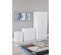 Home Discount Vida Designs Riano 3Pc Bedroom Set - 3 Drawer Bedside & 4 Drawer Chest in White Home Discount White