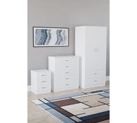 Home Discount Vida Designs Riano 3Pc Bedroom Set - 3 Drawer Bedside & 5 Drawer Chest in White Home Discount White