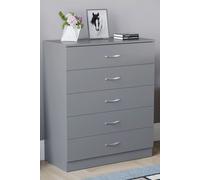 Home Discount Vida Designs Riano 5 Drawer Chest Of Drawers Storage in Grey Home Discount Grey