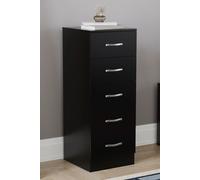 Home Discount Vida Designs Riano 5 Drawer Narrow Chest Storage in Black Home Discount Black