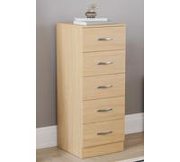Home Discount Vida Designs Riano 5 Drawer Narrow Chest Storage in Brown Home Discount Brown