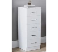 Home Discount Vida Designs Riano 5 Drawer Narrow Chest Storage in White Home Discount White