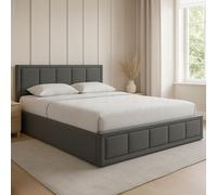 Home Discount Vida Designs Vanita Upholstered Ottoman Storage Bed Frame Linen UKFR Fabric in Dark Grey | Size: Double Home Discount Dark Grey Double