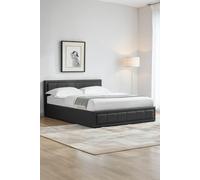 Home Discount Vida Designs Vanita Upholstered Ottoman Storage Bed Frame Linen UKFR Fabric in Dark Grey | Size: King Home Discount Dark Grey King