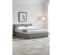 Home Discount Vida Designs Vanita Upholstered Ottoman Storage Bed Frame Linen UKFR Fabric in Light Grey | Size: King Home Discount Light Grey King