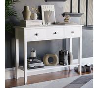 Home Discount Vida Designs Windsor Wooden Console Table Hallway with drawers, White | Size: Large Home Discount White Large