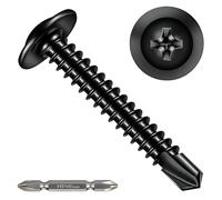 Home DIYer 50Pcs M4.2 x 32mm Black Phillips Pan Head Self Drilling Screws, 410 Stainless Steel Self Tapping Tek Screws with PH2 Driver Bit for Sheet Metal Furniture Repair DIY & Metal Fastening