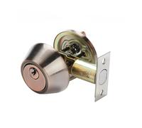 Home Door Gate Single Cylinder Deadbolt Stainless Steel Dead Bolt Lock Round-Shape Locking Gear Invisible(Style D)