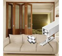 Home Door Guide Top and Bottom Sliding Track Mount Hardware, Bypass Sliding Bifold Door Track, Quietly/Smooth Folding Rail for Room Divider(48in/121.9cm)