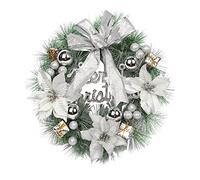 Home Door Hanging Wreath And Outdoors Party Christmas Indoors Decor For Decoration For Front Ornament Wall Home Decor Large Christmas Wreath (Silver, One Size)