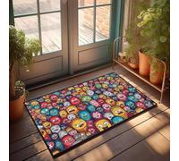 Home Door Mat A Colorful Crowd Of Cartoon Characters With Exaggerated Expressions Doormat Country Decorations For Home Emo Room Decor(65X90CM)