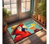 Home Door Mat A Parrot In A Hat Holds A Cocktail With A Lemon Slice Doormat Country Decorations For Home Emo Room Decor(40X60CM)