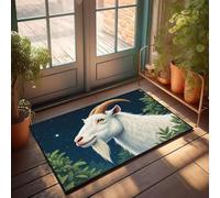 Home Door Mat A White Goat With Golden Horns Stands Amidst Lush Greenery Under A Starry Night Sky Doormat Country Decorations For Home Emo Room Decor(65X90CM)