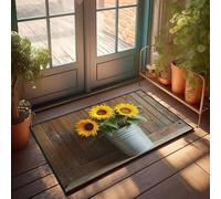 Home Door Mat Three Sunflowers In A Metal Bucket Doormat Country Decorations For Home Emo Room Decor(65X90CM)