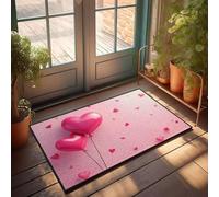 Home Door Mat Two Heart-Shaped Balloons On A Pink Background Doormat Country Decorations For Home Emo Room Decor(50X80CM)