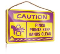 Home Door Sign Caution Pinch Points Keep Hands Clear Wooden Sign Outdoor Wall Decor Funny Office Door Signs(15X28CM)