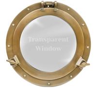 Home Dress Aluminium Ships Porthole Mirror and Window - Nautical Round Wall Mirror with Durable Frame for Bathroom, Living Room, & Outdoor Use - Stylish Marine Décor (Golden, Window, 17 inch)