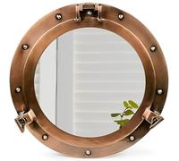 Home Dress Antique Porthole Mirror & Window - Vintage Aluminium Ships Porthole Mirror | Decorative Wall Mounted Bathroom Window (Lite Copper, Mirror, 20 inch)