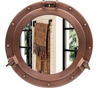 Home Dress Nautical Aluminium Porthole Mirror & Window - Vintage Ships Porthole Mirror | Decorative Marine Porthole Window for Kitchen, Bathroom, Living Room (Copper, Mirror, 17 inch)