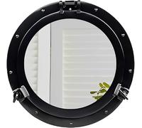 Home Dress Nautical Ship's Porthole Mirror | Premium Aluminium Transparent Window Mirrors | Round Decorative Wall Hanging Mirror (Black, Mirror, 15 inch)