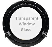 Home Dress Nautical Ship's Porthole Mirror | Premium Aluminium Transparent Window Mirrors | Round Decorative Wall Hanging Mirror (Black, Window, 15 inch)