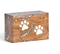 Home Dress Pet Urn for Ashes | Wooden Pet Urns for Dogs and Cat Ashes | Funeral Cremation Wooden Hand-Crafted Memorial Urn Keepsake for Pet Ashes (White + Brown)