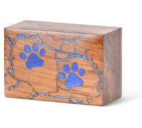 Home Dress Pet Urn for Ashes | Wooden Pet Urns for Dogs and Cat Ashes | Funeral Cremation Wooden Hand-Crafted Memorial Urn Keepsake for Pet Ashes (Blue + Brown)