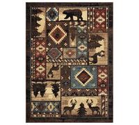 Home Dynamix Buffalo Bear Rustic Area Rug, Brown/Red, 5'2"x7'2"