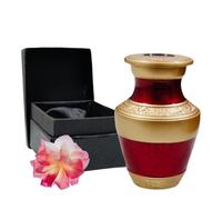 Home Elm Stone Finish Cremation Urns for Human Ashes, Decorative Urns, Small Keepsake Urns, Handcrafted Small Funeral Urns, Red