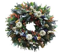 Home Entrance Garland - Summer Door Decoration | White Pumpkin Leaves Garland | Rustic Sign for Porch, Thanksgiving, Christmas and Terrace