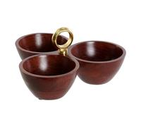 Home ESPRIT Bowl Brown Golden Aluminium Acacia 26 x 26 x 13 cm