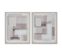 Home ESPRIT Canvas Beige Grey Abstract Modern 40 x 2.5 x 50 cm (2 Units)