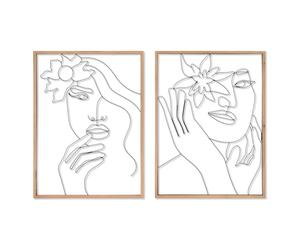 Home ESPRIT Canvas Scandinavian Woman 60 x 2.5 x 80 cm (2 Units)