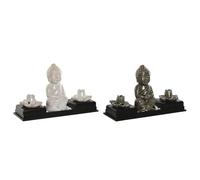 Home ESPRIT Ceramic Wood MDF Buddha Burner 24 x 8 x 14 cm (Pack of 2)