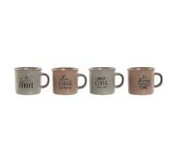 Home ESPRIT Coffee Cups Set Blue Pink Stoneware 4 Pieces 180 ml