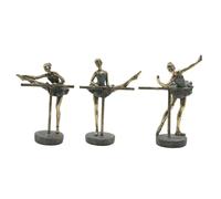 Home ESPRIT Decorative Figure Grey Golden Ballet Ballerina 14 x 8 x 20 cm (3 Units)
