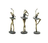 Home ESPRIT Decorative Figure Grey Golden Ballet Ballerina 15 x 10 x 43 cm (3 Units)