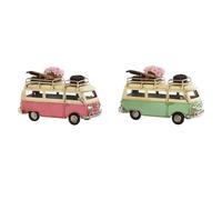 Home ESPRIT Decorative Figure Van Green Pink Vintage 17 x 8 x 11 cm (2 Units)