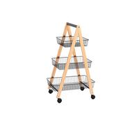 Home ESPRIT Fruit Bowl Black Natural Steel Pine 48 x 32 x 79 cm