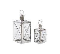 Home ESPRIT Lantern Silver Glass Chrome Steel 16 x 15 x 32 cm (2 Pieces)