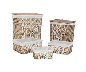 Home ESPRIT Laundry Basket for Dirty White Natural Wicker Shabby Chic 47 x 35 x 55 cm 5 Pieces