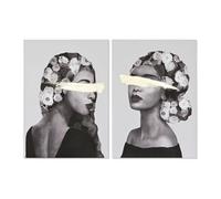 Home ESPRIT Modern Gold Woman Picture 70 x 3.8 x 100 cm (2 Units)