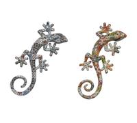 Home ESPRIT Multicolor Mediterranean Lizard Wall Art 10 x 4 x 22 cm (Pack of 2)
