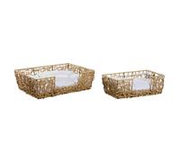 Home ESPRIT Pet Bed White Light Brown Metal PE Rattan 50 x 35 x 14 cm (2 Pieces)