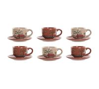 Home ESPRIT Set of 6 Cups with Saucer Yellow Beige Terracotta Lilac Metal Dolomite 180 ml