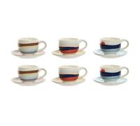 Home ESPRIT Set of 6 Cups with Saucer Yellow Blue Green Lilac Metal Dolomite 180 ml
