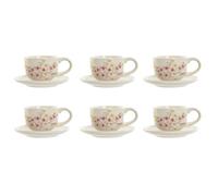 Home ESPRIT Set of 6 Cups with Saucer Yellow White Pink Lilac Metal Dolomite 180 ml
