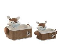 Home ESPRIT Set of Baskets Blue Brown 43 x 33 x 32.5 cm (2 Pieces)