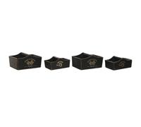 Home ESPRIT Set of Black Fir Wood Trays 35 x 22 x 18 cm